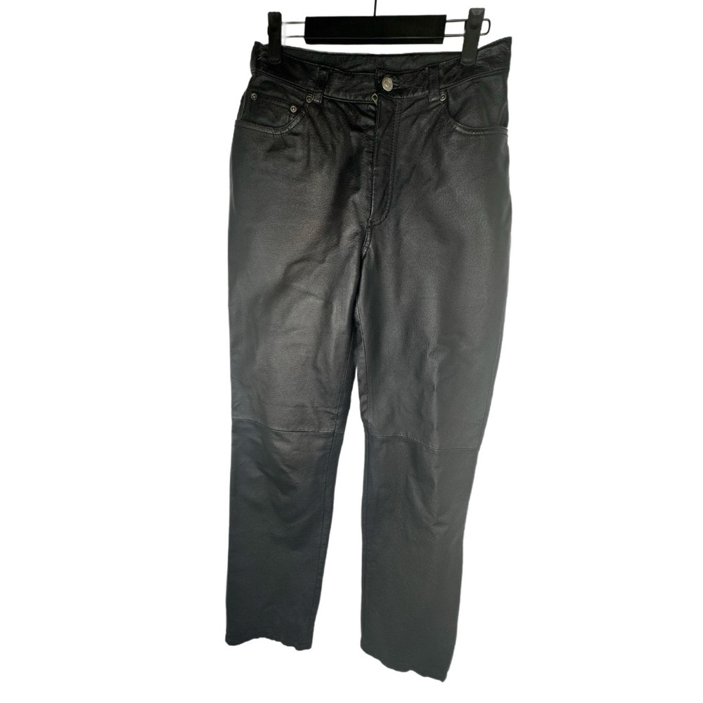 VNTG Black Authentic Leather High Rise Moto Jeans Size 8